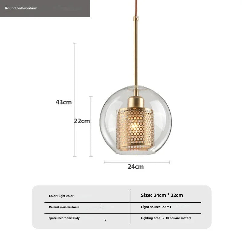 Cast Glass Globe Pendant Light Wuaelindra – Clear, Medium (24cm)