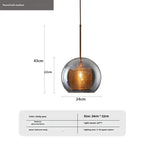 Cast Glass Globe Pendant Light Wuaelindra – Smoky Grey, Medium (24cm)