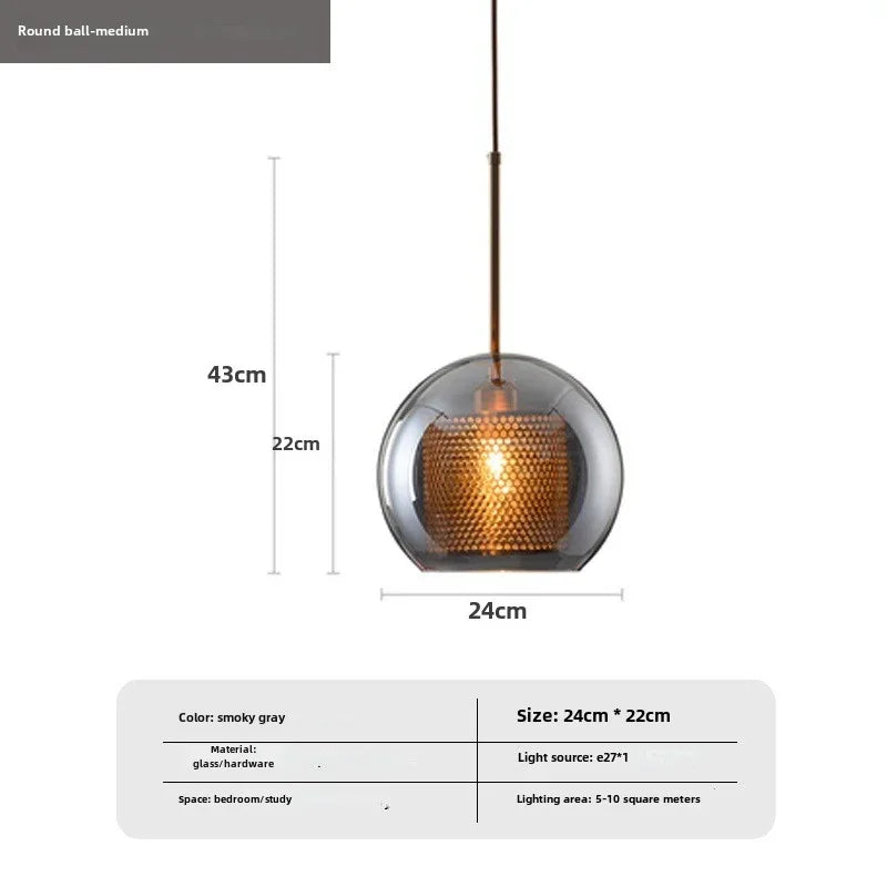 Cast Glass Globe Pendant Light Wuaelindra – Smoky Grey, Medium (24cm)