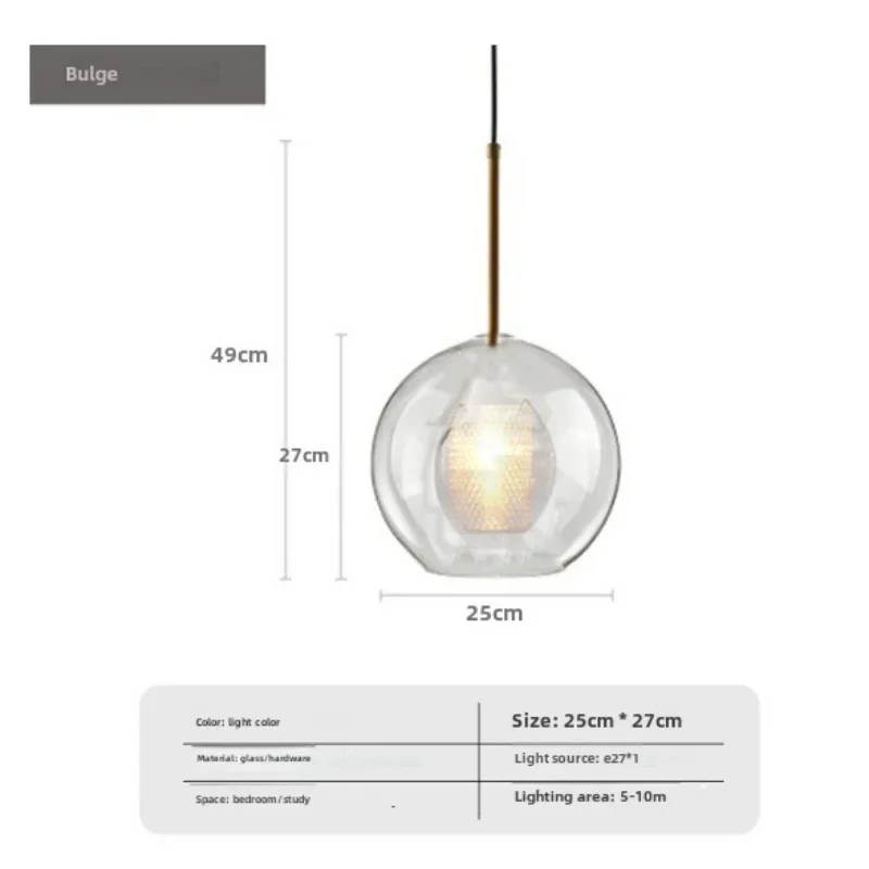 Cast Glass Globe Pendant Light Wuaelindra – Clear, Large (25cm)