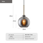 Cast Glass Globe Pendant Light Wuaelindra – Smoky Grey, Large (25cm)