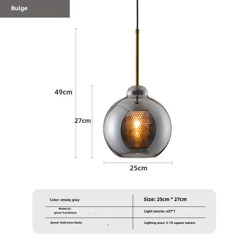 Cast Glass Globe Pendant Light Wuaelindra – Smoky Grey, Large (25cm)