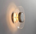 Crackled Glass Disc Wall Sconce – Velmoria – Clear, Angled Detail