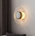Crackled Glass Disc Wall Sconce – Velmoria – Clear, Lifestyle View