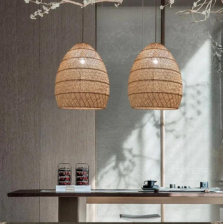 Cletya Velorin sculptural bamboo woven pendant light hanging in modern interior space