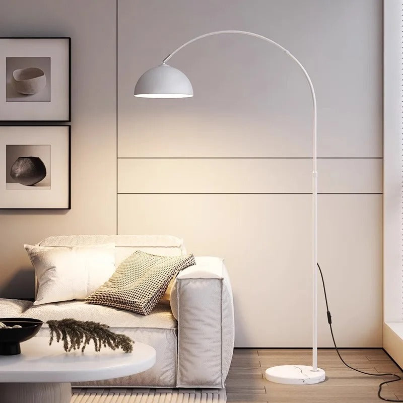 Arc Floor Lamp with Marble Base – Orvalan – Lifestyle View 4