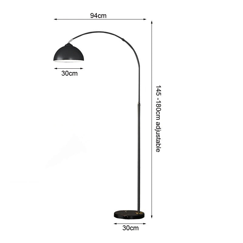 Arc Floor Lamp with Marble Base – Orvalan – Black Finish