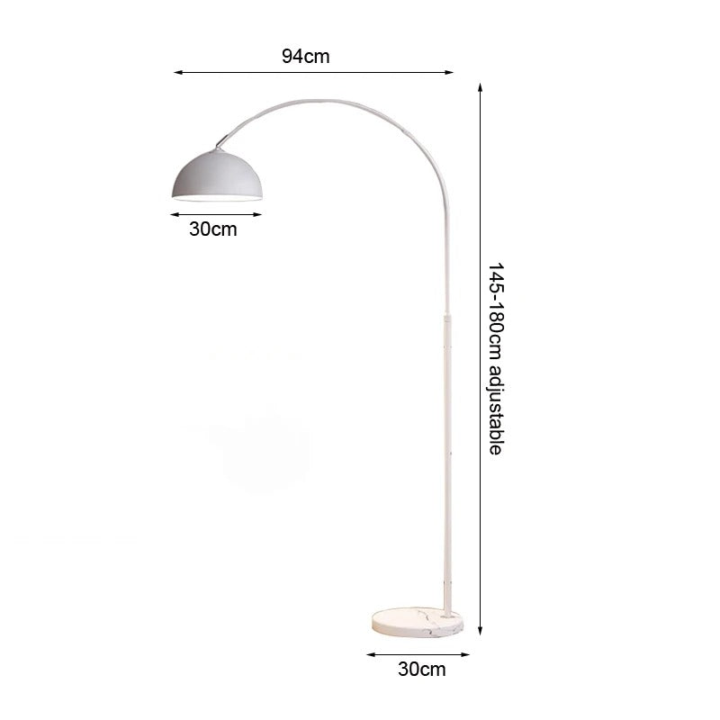 Arc Floor Lamp with Marble Base – Orvalan – White Finish