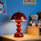 Velvara lamp – dome shade and top sphere detail showing glossy lacquer finish