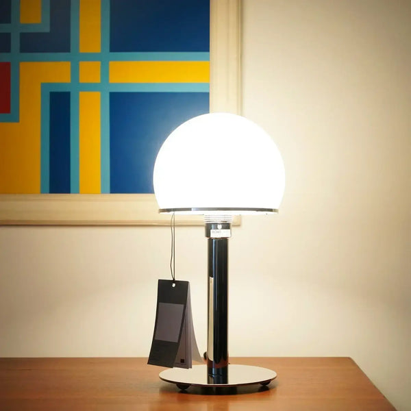 Orbilux lamp – chrome disc base and stem detail