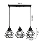 Velorix diamond wire cage pendant – 3-Light Linear Bar dimensions, 50cm bar
