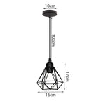 Velorix diamond wire cage pendant – Single Pendant dimensions, 10cm canopy