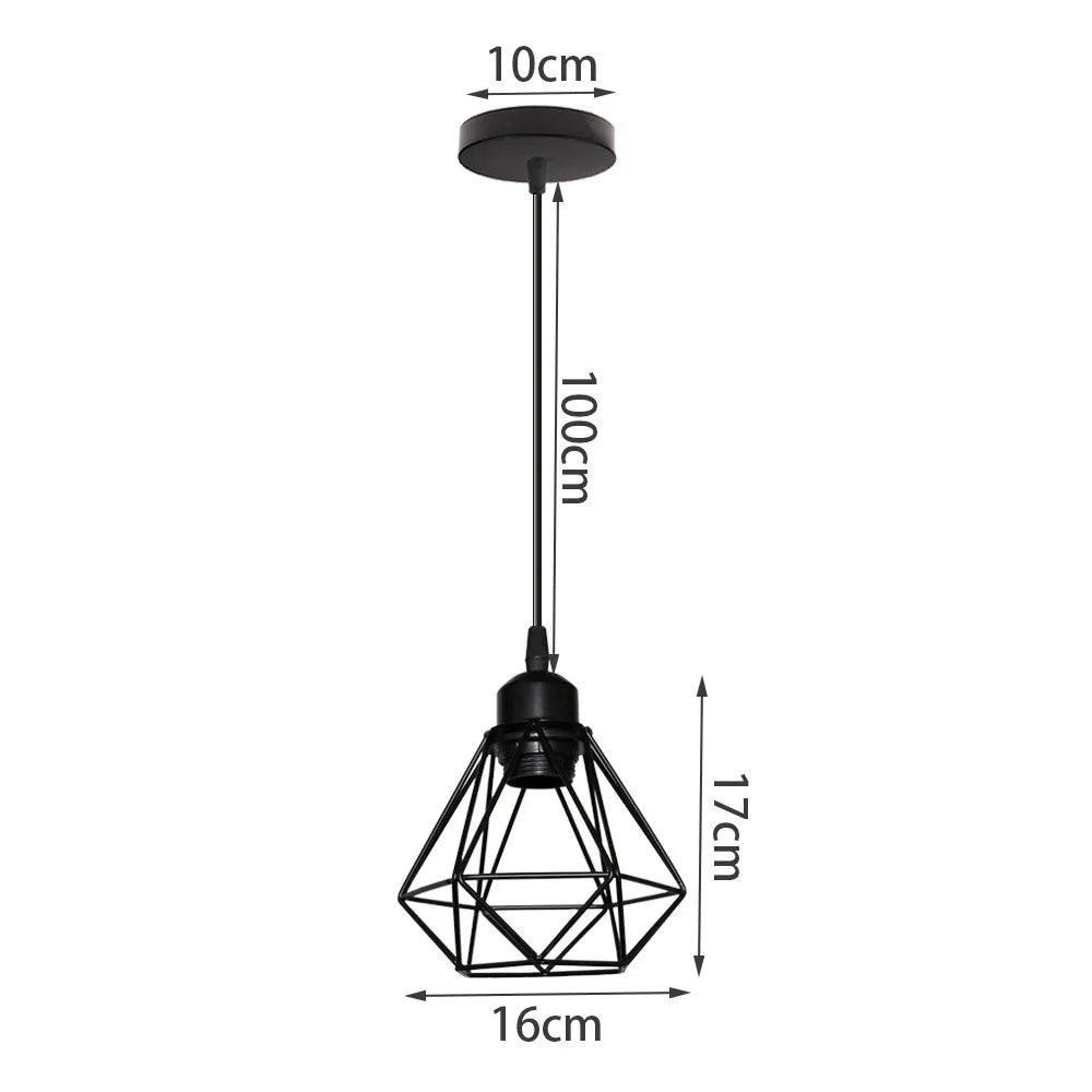 Velorix diamond wire cage pendant – Single Pendant dimensions, 10cm canopy