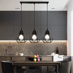 Velorix diamond wire cage pendant – Black, 3-Light Linear Bar over kitchen table