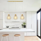Velorix diamond wire cage pendant – Gold, 3-Light Linear Bar over kitchen island