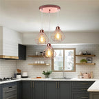 Velorix diamond wire cage pendant – Rose Gold, 3-Light Round Cluster in kitchen