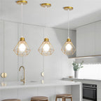 Velorix diamond wire cage pendant – Gold, Single Pendant over kitchen island