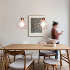 Velorix diamond wire cage pendant – Rose Gold, Single Pendant in dining room