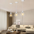 Velorix diamond wire cage pendant – White, Single Pendant in living room