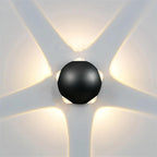 Multi-Beam Aluminum Sphere Wall Sconce Triberon – Black 5-Beam, star pattern detail