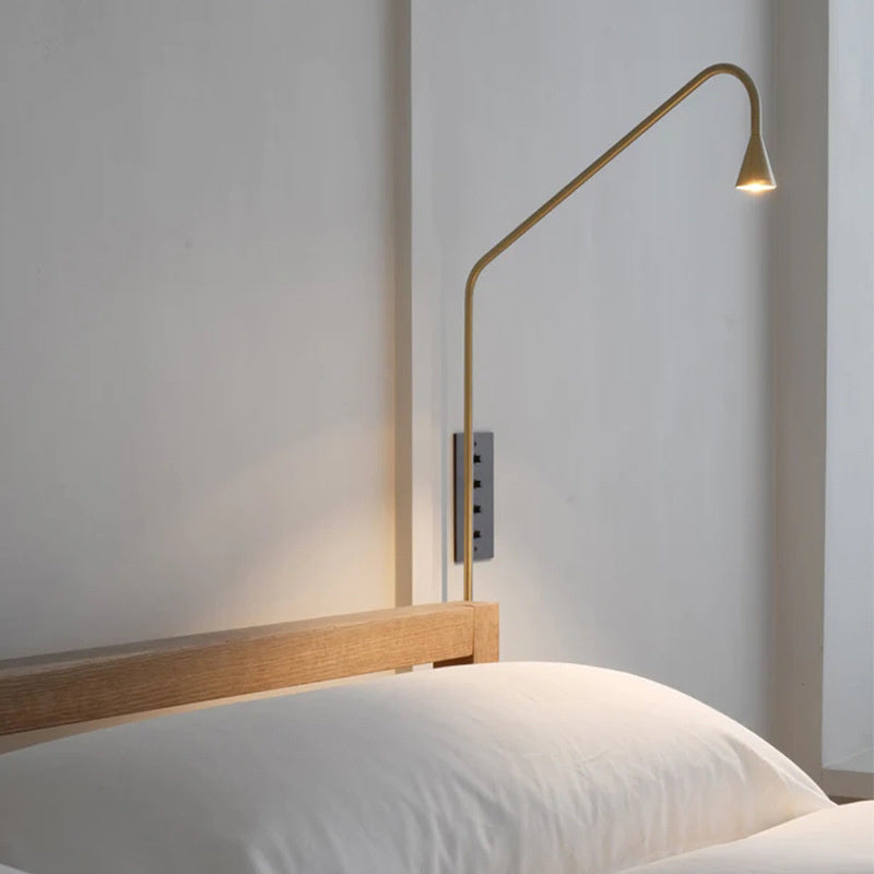 Minimal Arc Cone Spotlight Wall Lamp – Calrix – Matte Black Finish, Bedside Detail