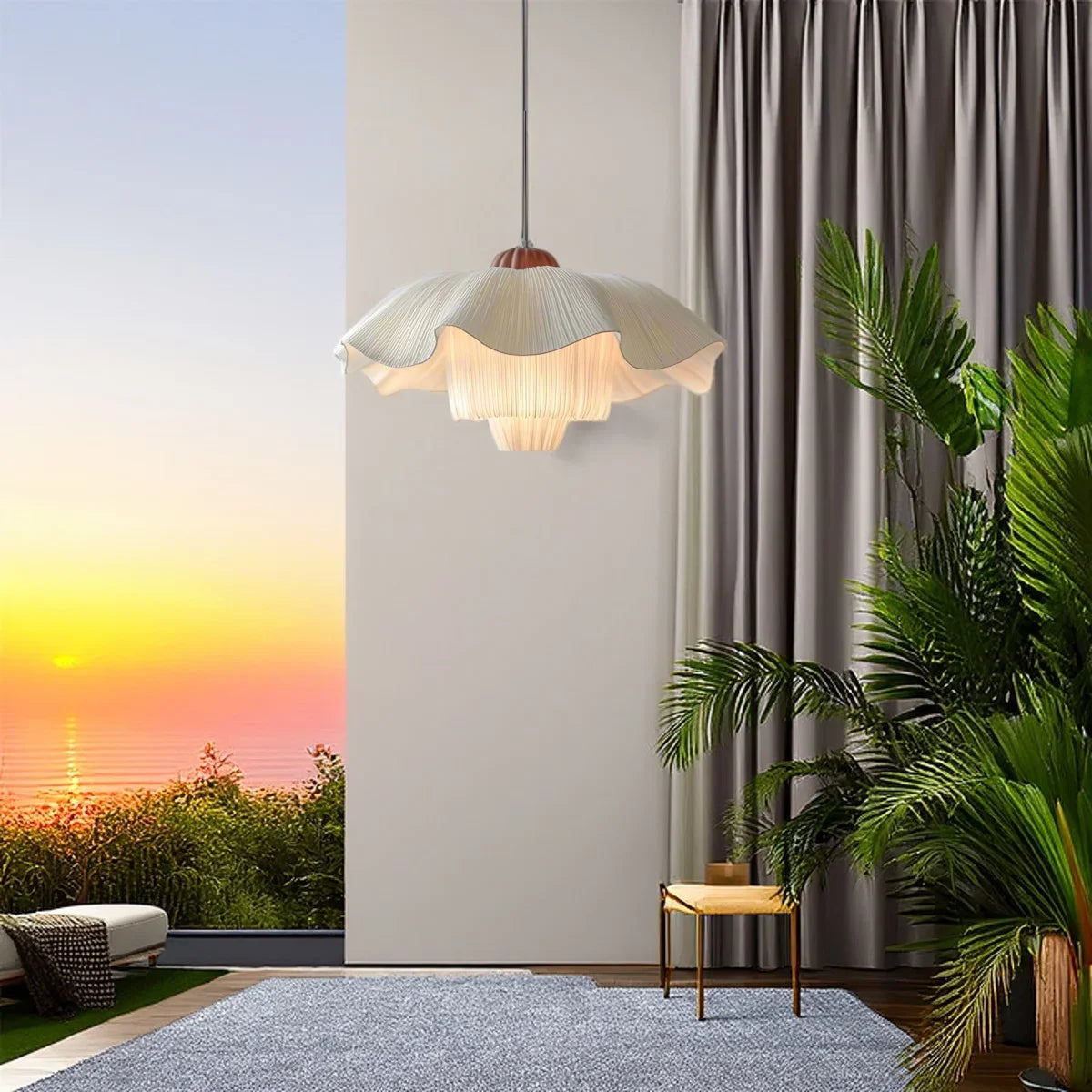 Petal-Form Cloth Pendant Light Xelivon – Terrace Lifestyle