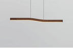 Yalvix wave-form linear pendant, 90 cm, walnut-tone finish detail