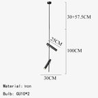 Pivoting Geometric Metal Pendant Light Yraelith – 2 Heads Dimensions