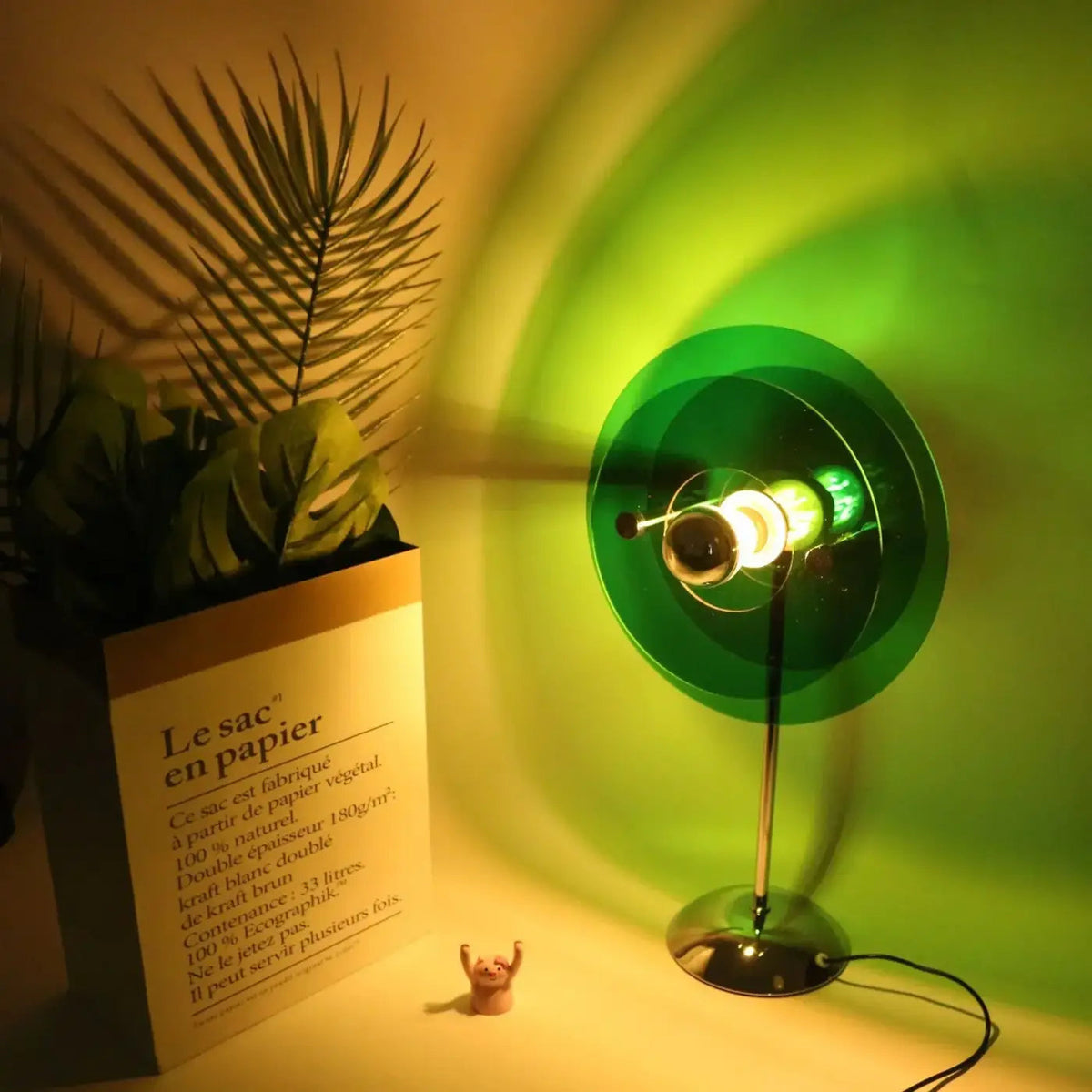 Zyneth Sage Green disc lamp in creative studio interior